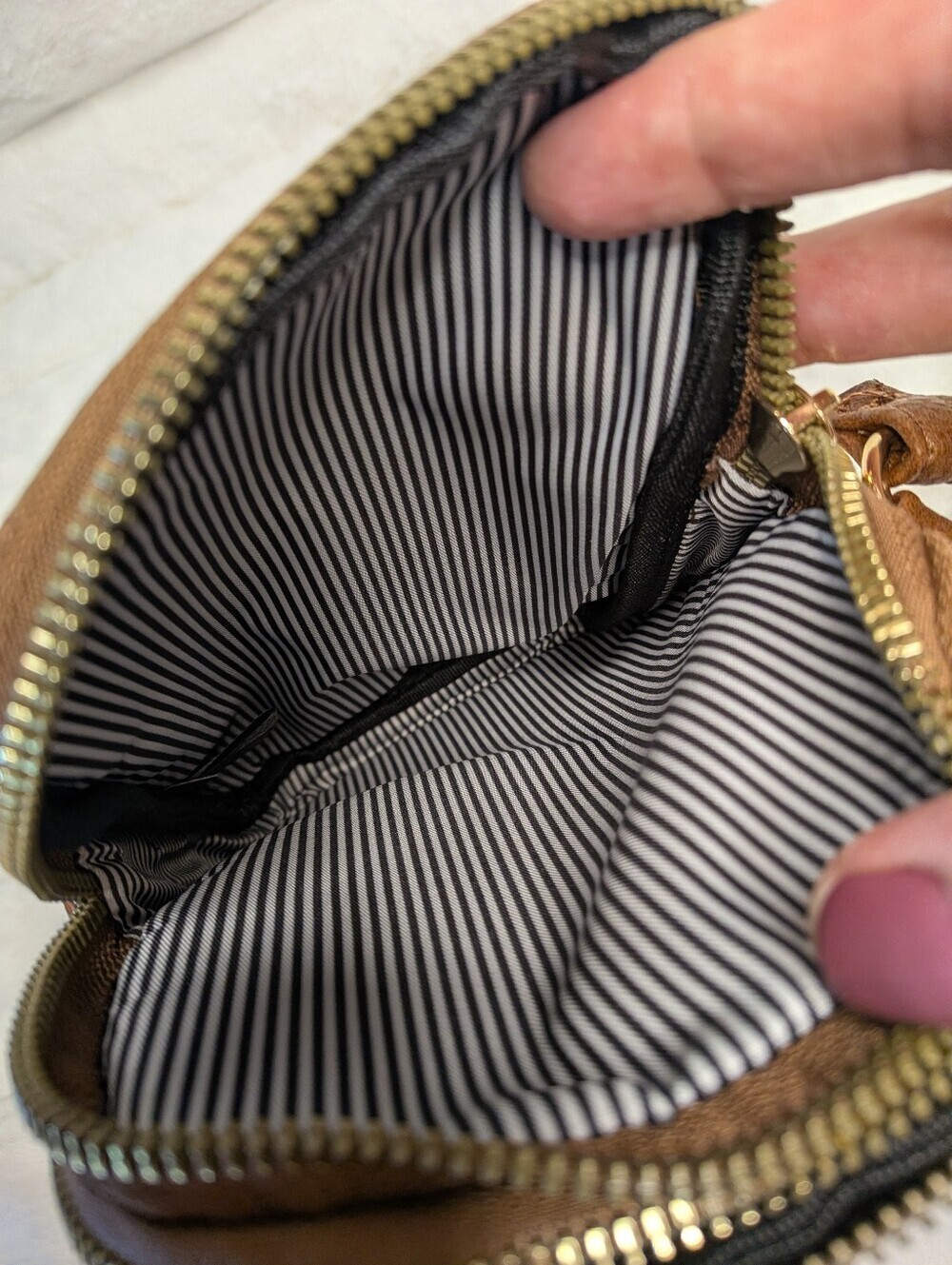 Triple Zipper Faux Leather Crossbody - Picture 4 of 10